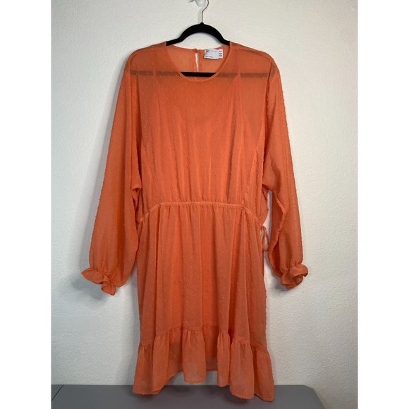 ASOS design women's 16 coral orange fit and flare knee length lined sundress‎ - Picture 1 of 7